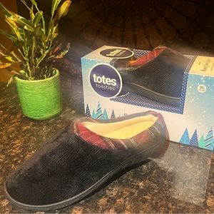 Men's Slippers Corduroy Memory Foam Hoodback/ Slide-on Slippers totes toasties